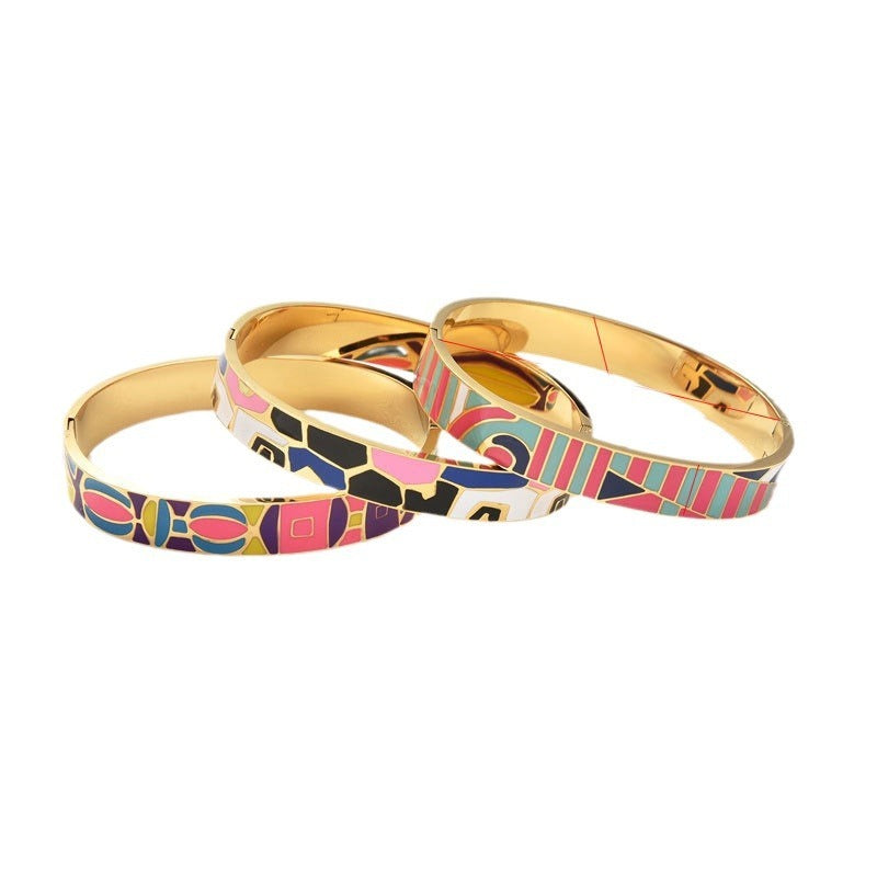 Stainless Steel And Enamel Bracelet