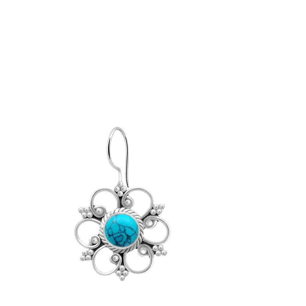 Inlaid Turquoise Flower Earrings
