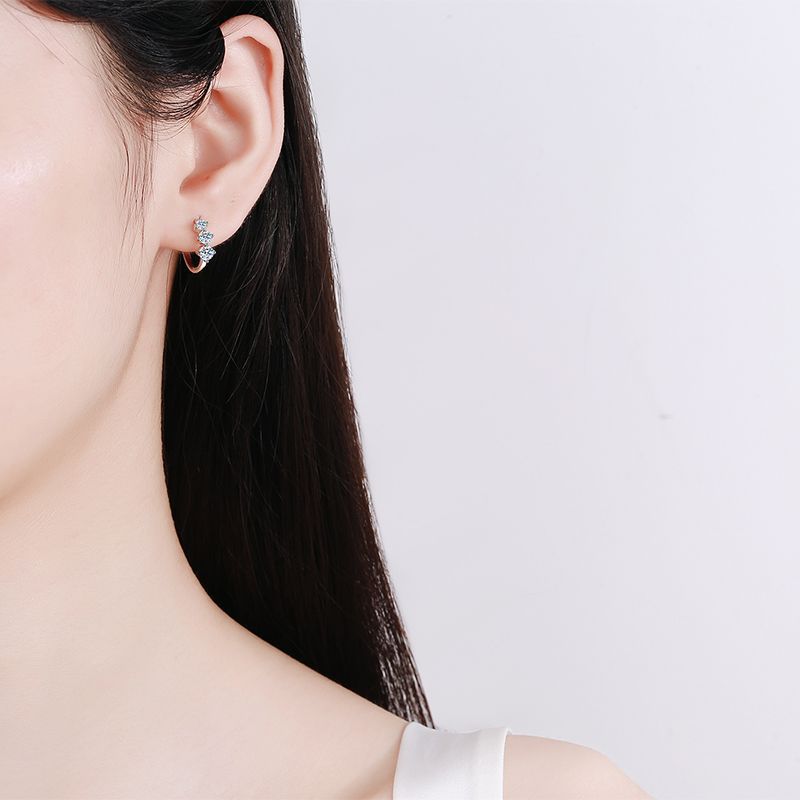 S925 Sterling Silver Plated Pt950 High-grade Ear Ring Moissanite Ear Studs