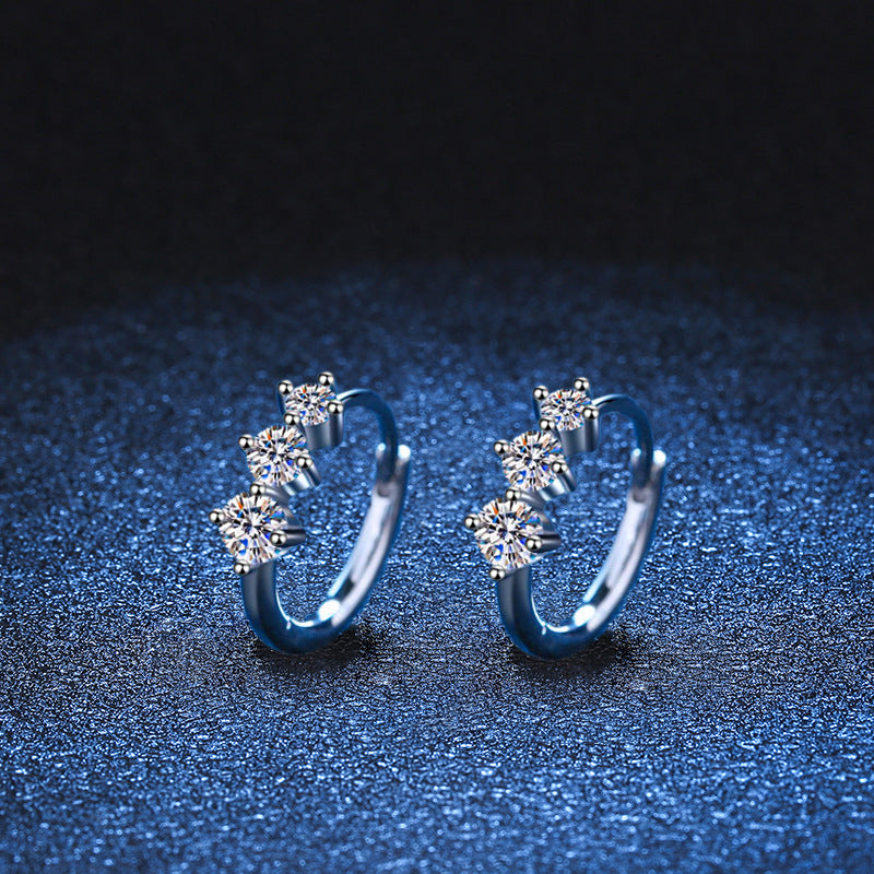S925 Sterling Silver Plated Pt950 High-grade Ear Ring Moissanite Ear Studs