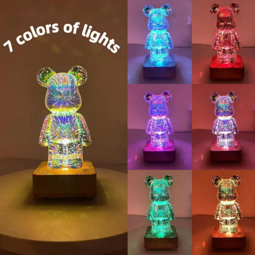 Lámpara de noche TwinkleBear: Proyector 3D USB con luz ambiental colorida