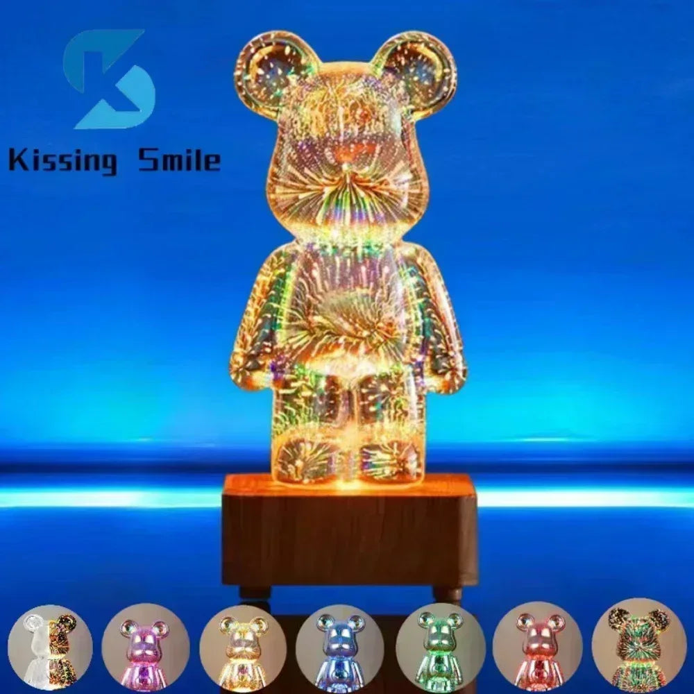 Lámpara de noche TwinkleBear: Proyector 3D USB con luz ambiental colorida