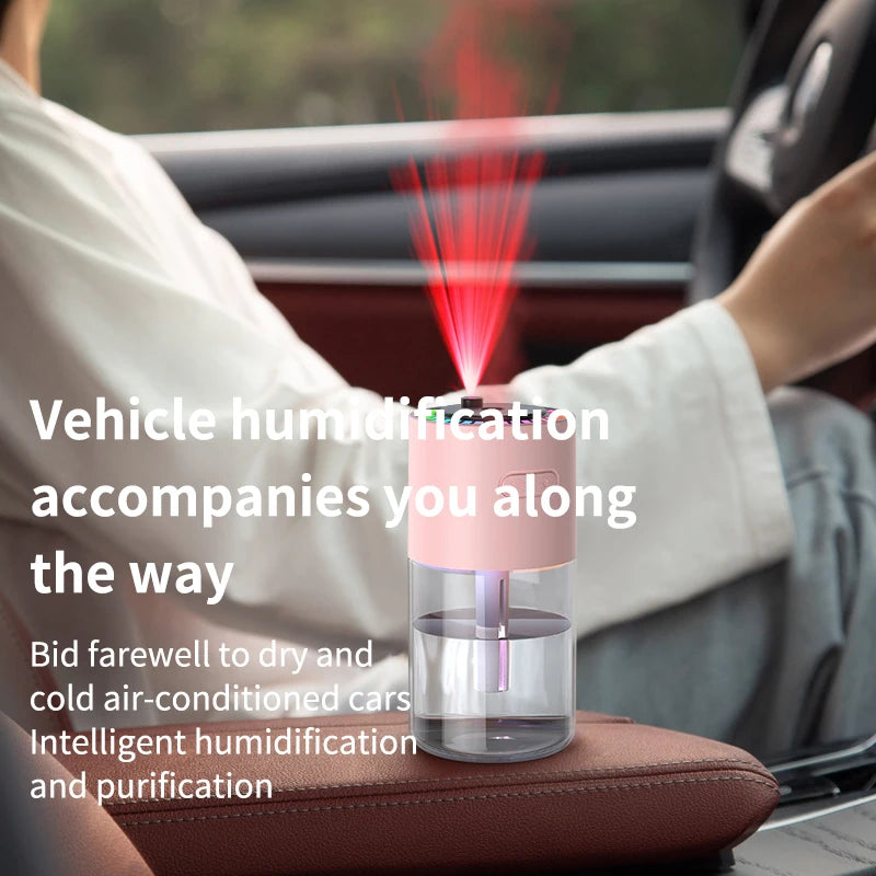 AuraMist: Humidificador portátil giratorio con luces de proyección