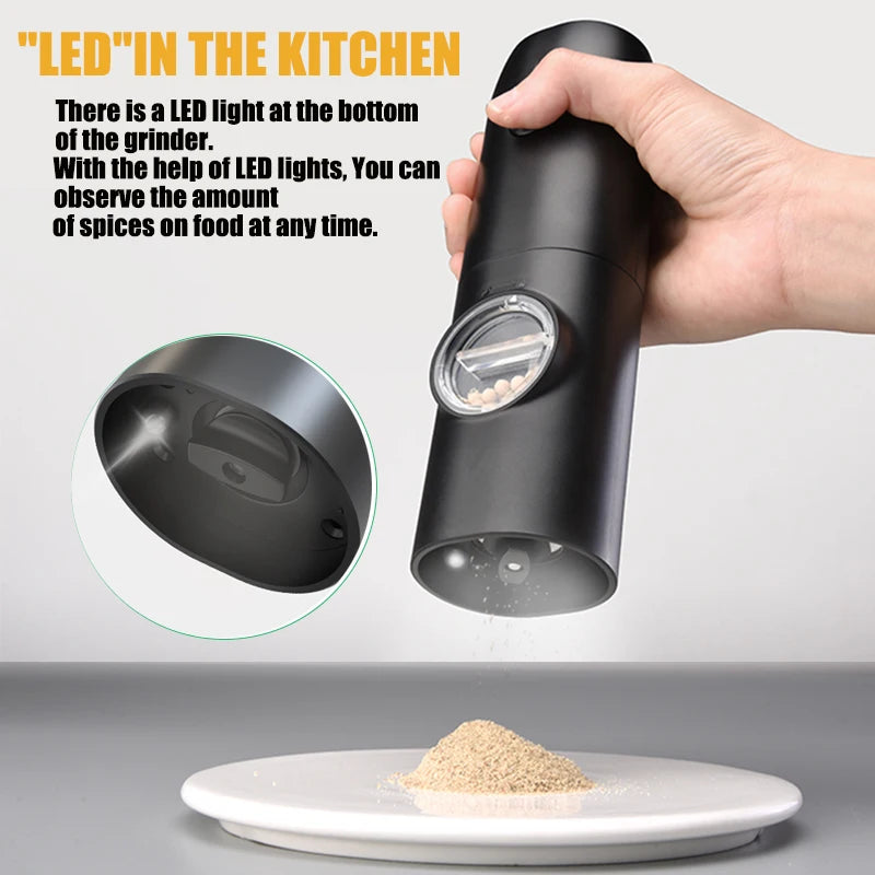 Grind & Glow: molinillo de sal y pimienta USB con grosor ajustable