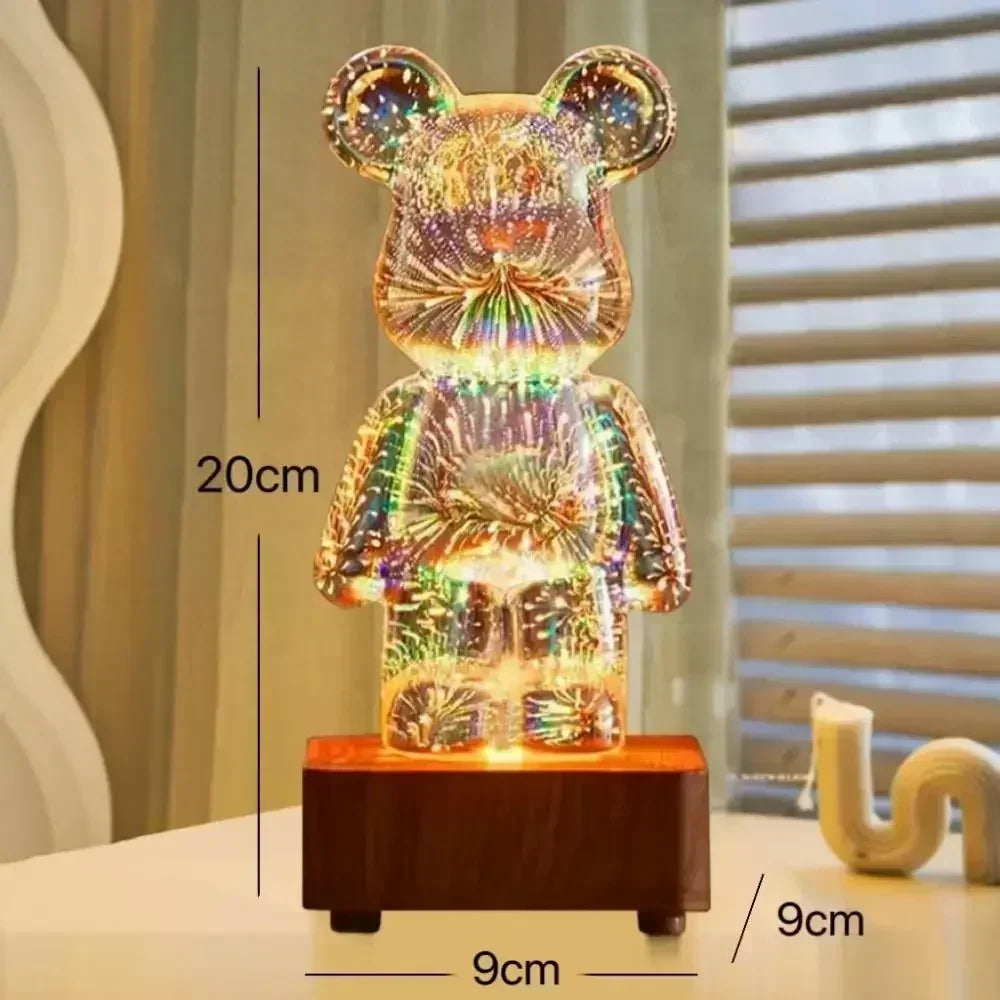 Lámpara de noche TwinkleBear: Proyector 3D USB con luz ambiental colorida