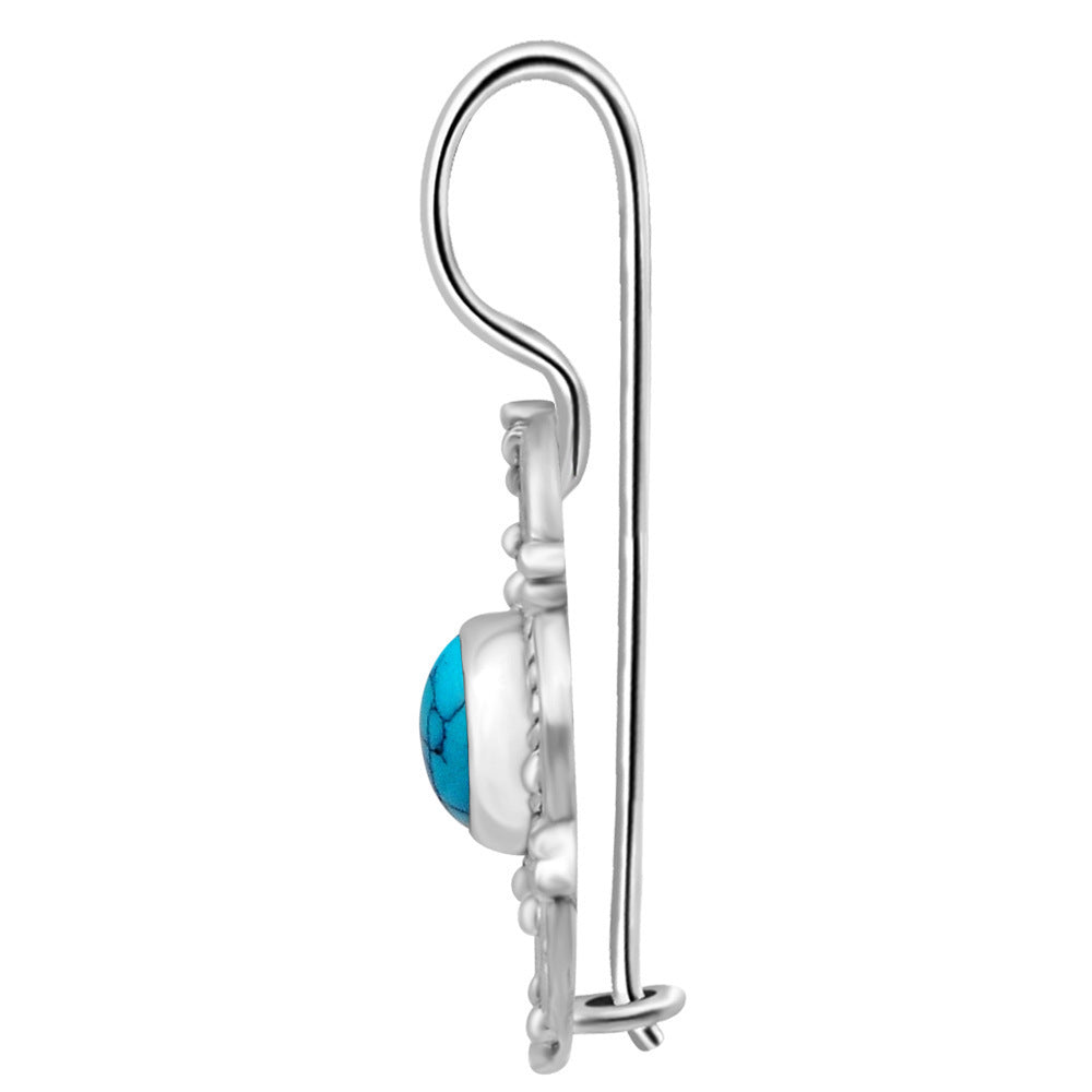 Inlaid Turquoise Flower Earrings