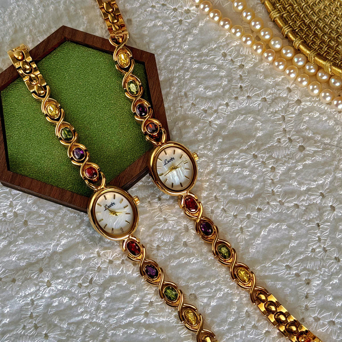 Luxury women's watch with colorful tourmalines