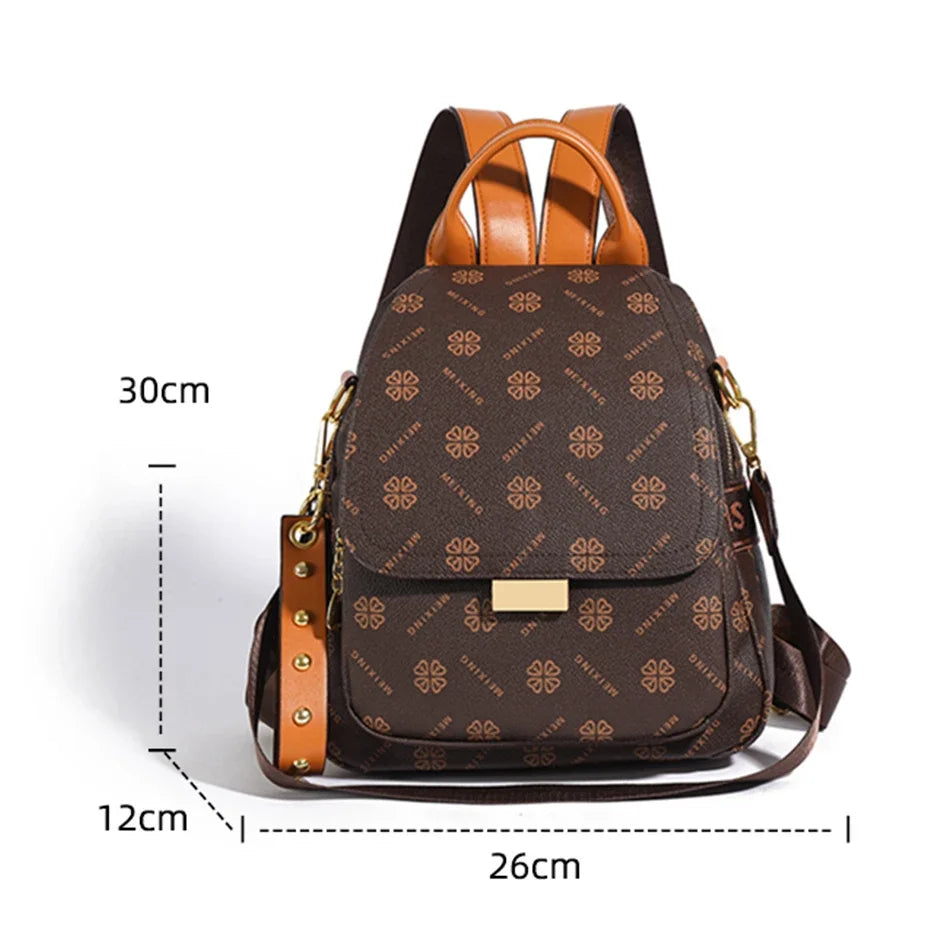 High quality texture women's leather backpack