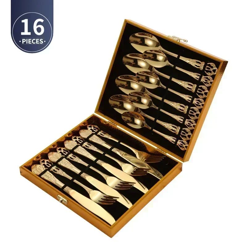 Retro design stainless steel cutlery set 24 parts