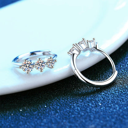 S925 Sterling Silver Plated Pt950 High-grade Ear Ring Moissanite Ear Studs