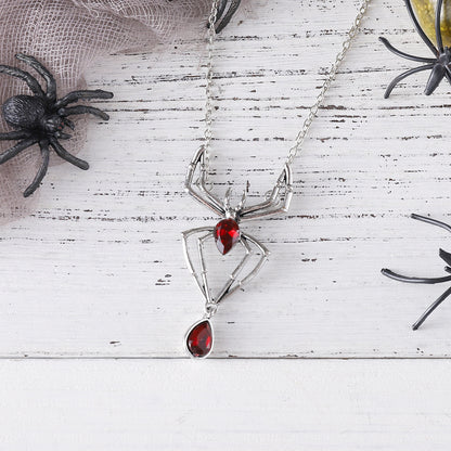 Punk Vintage Ruby Spider Necklace