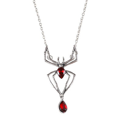 Punk Vintage Ruby Spider Necklace