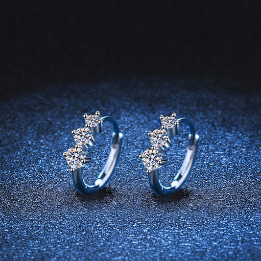 S925 Sterling Silver Plated Pt950 High-grade Ear Ring Moissanite Ear Studs