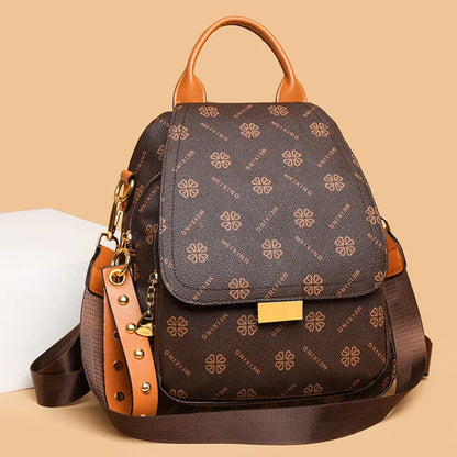 High quality texture women's leather backpack