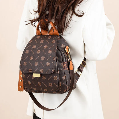 High quality texture women's leather backpack