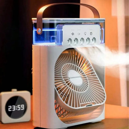 Portable Humidifier Fan Mini Air Conditioner Led, faça uma descrição