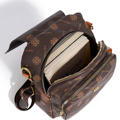 High quality texture women's leather backpack