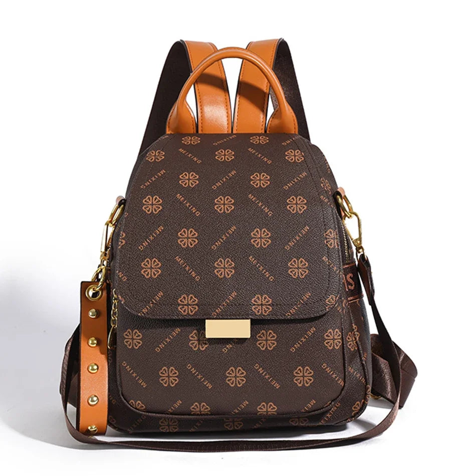 High quality texture women's leather backpack
