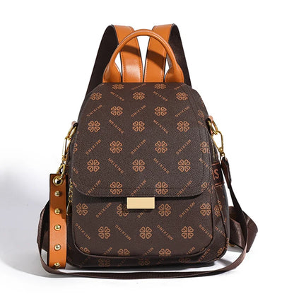 High quality texture women's leather backpack