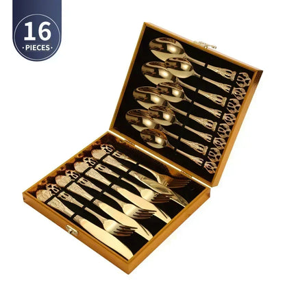 Retro design stainless steel cutlery set 24 parts