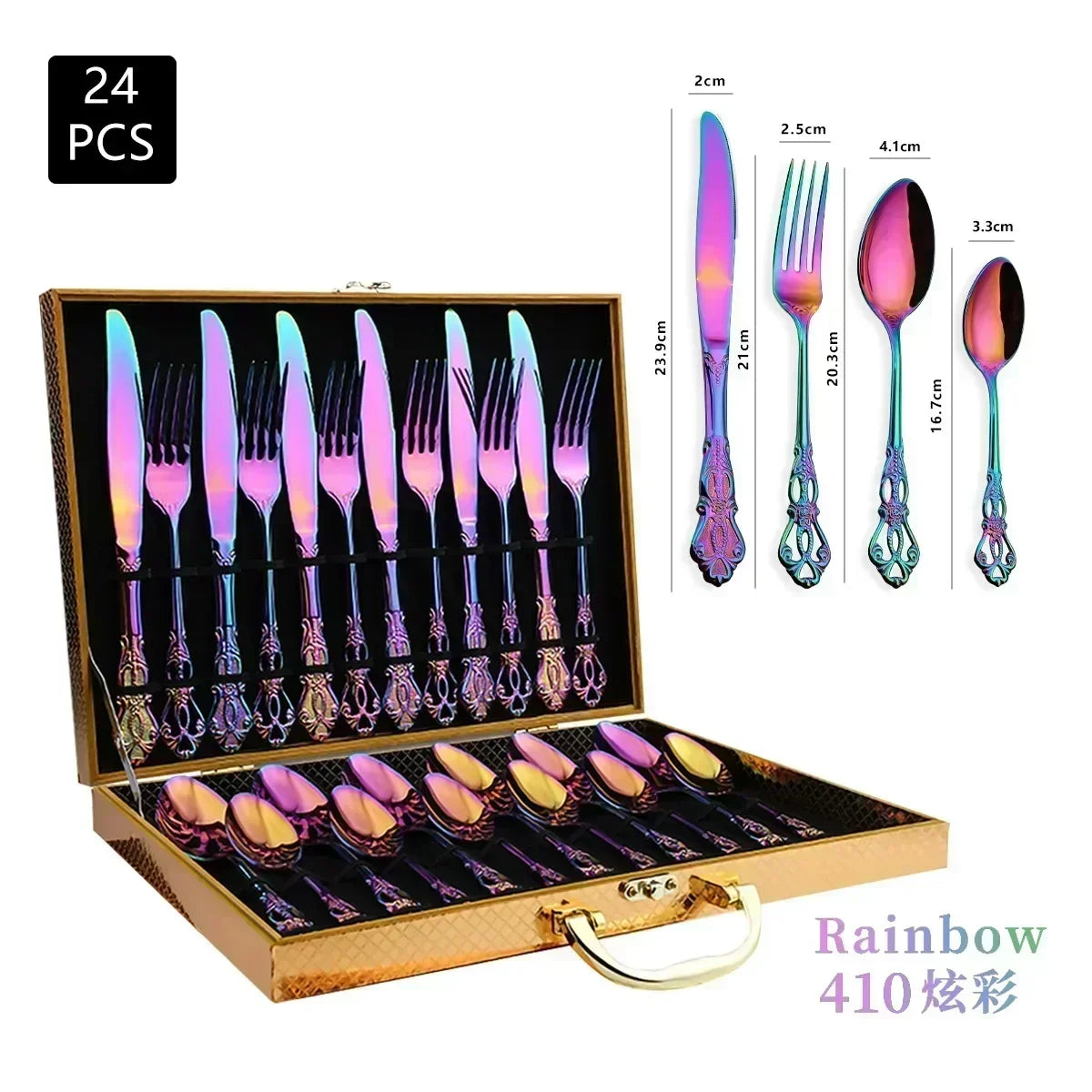 Retro design stainless steel cutlery set 24 parts