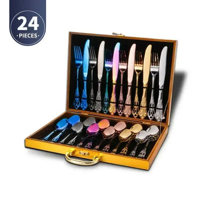 Retro design stainless steel cutlery set 24 parts